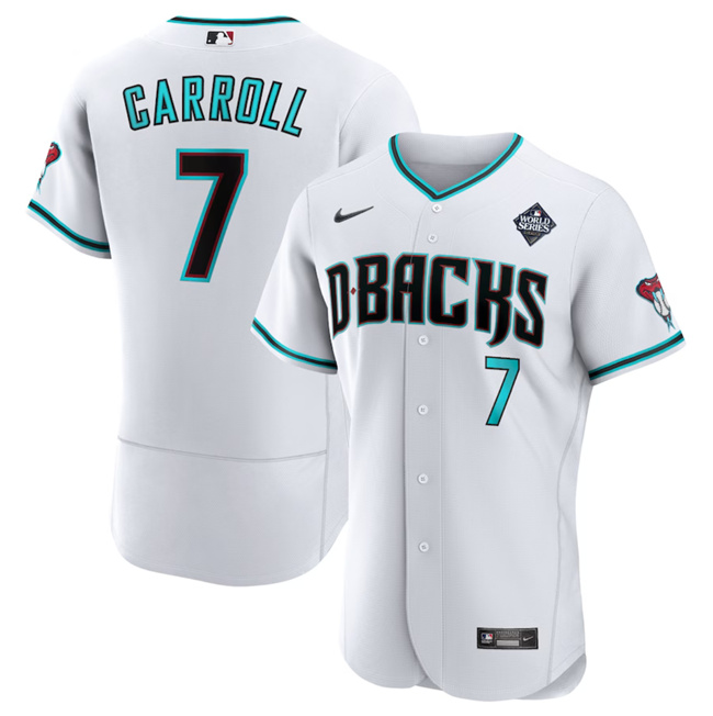 Arizona Diamondbacks #7 Corbin Carroll White 2023 World Series Flex Base Stitched Jersey - Zenithce