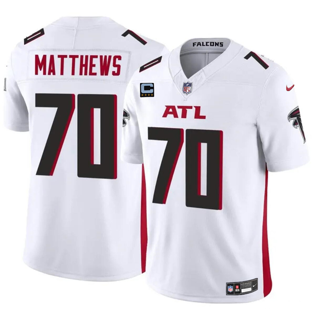 Atlanta Falcons #70 Jake Matthews White 2024 F.U.S.E With 4-Star C Patch Vapor Untouchable Limited Stitched Jersey - Zenithce