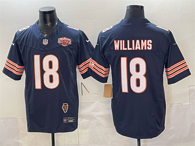 Chicago Bears #18 Caleb Williams Navy F.U.S.E. 2025 NFC North Division Champions Illinois Patch Stitched Jersey - Zenithce