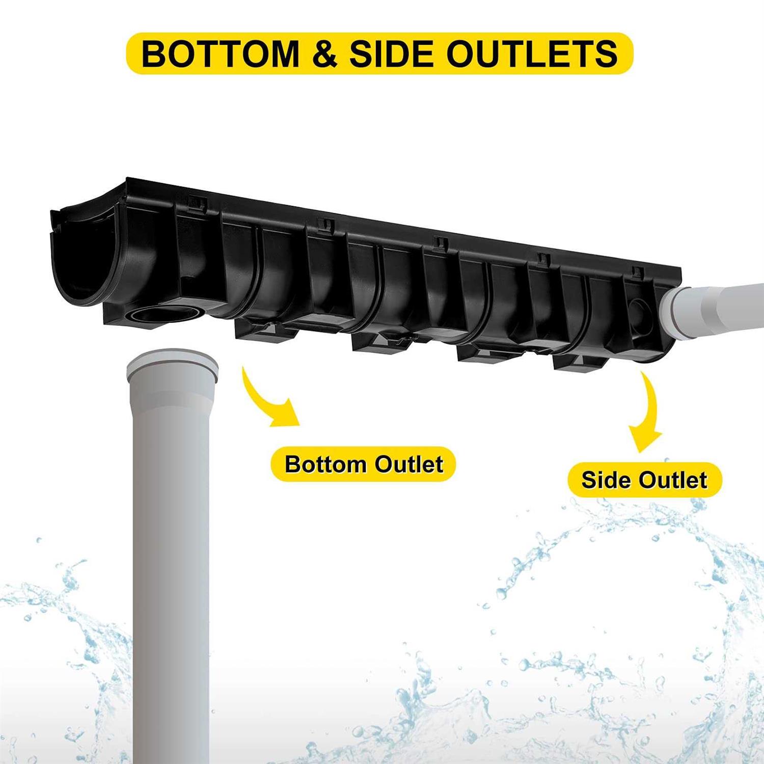 VEVOR Trench Drain System Channel Drain with Plastic Grate 5.9×5.1-Inch HDPE Drainage Trench PSLGM10010062P7QMV0 - Zenithce