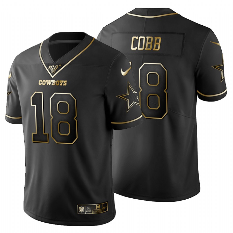 Dallas Cowboys #18 Randall Cobb Black Golden Stitched Jersey - Zenithce