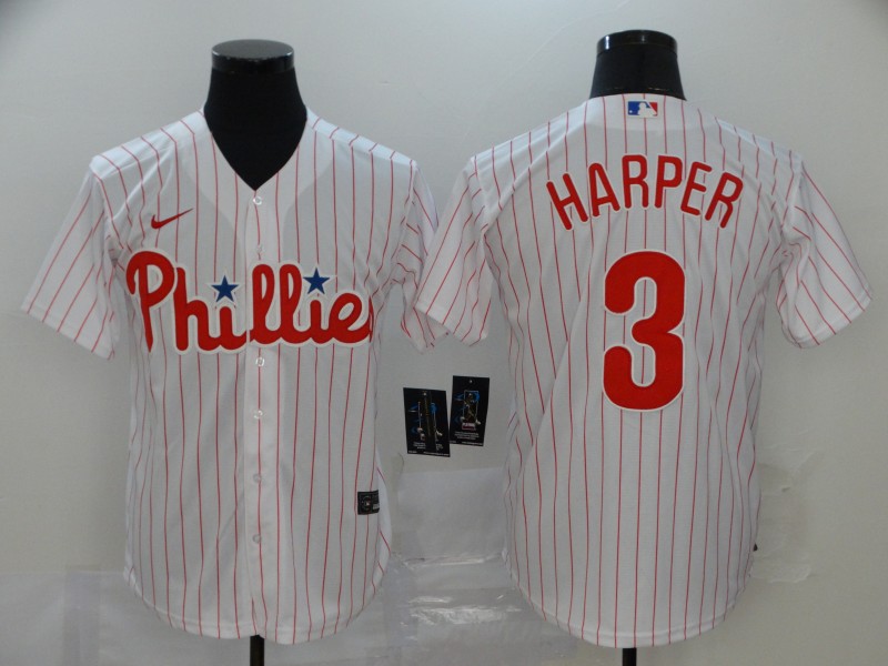 Philadelphia Phillies #3 Bryce Harper White Cool Base Stitched Jersey - Zenithce