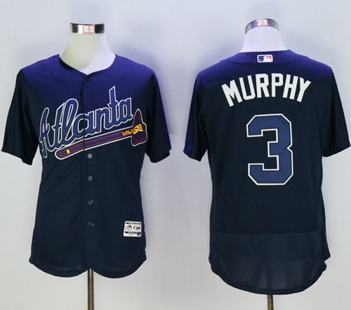 Braves #3 Dale Murphy Navy Blue Flexbase Authentic Collection Stitched Jersey - Zenithce