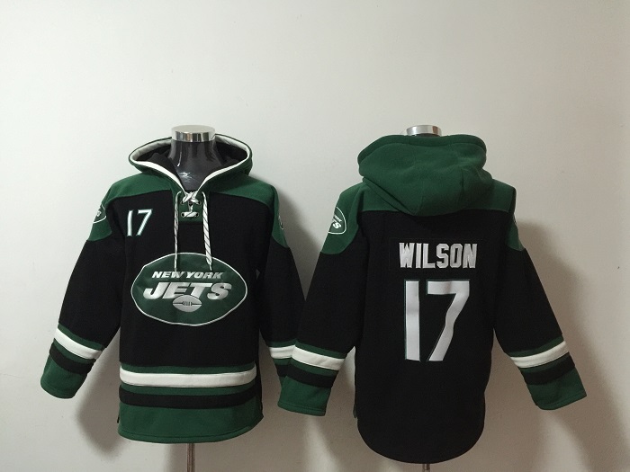 New York Jets #17 Garrett Wilson Black Ageless Must-Have Lace-Up Pullover Hoodie - Zenithce