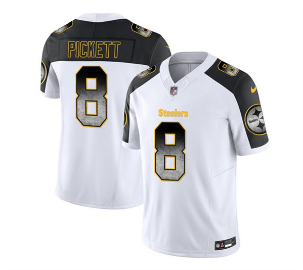 Pittsburgh Steelers #8 Kenny Pickett White Black 2023 F.U.S.E. Smoke Vapor Untouchable Limited Stitched Jersey - Zenithce