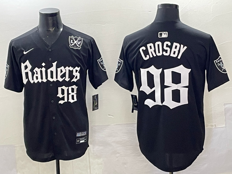 Las Vegas Raiders #98 Maxx Crosby Black 'Gothic Sin City Shadows Edition' With 65th Anniversary Patch Vapor Limited Stitched Jersey - Zenithce