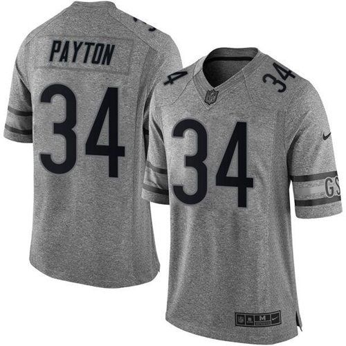 Bears #34 Walter Payton Gray Stitched Limited Gridiron Gray Nike Jersey - Zenithce