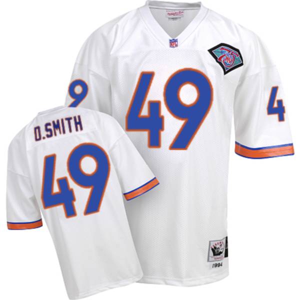 Mitchel Ness Broncos #49 Dennis Smith White Stitched Throwback Jersey - Zenithce