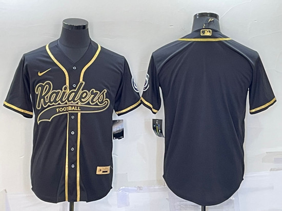 Las Vegas Raiders Blank Black Gold With Patch Cool Base Stitched Baseball Jersey - Zenithce