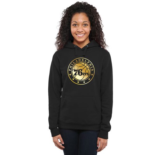 Women's Philadelphia 76ers Gold Collection Pullover Hoodie Black - Zenithce