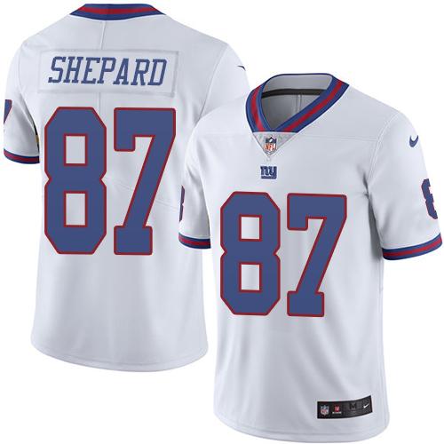 Giants #87 Sterling Shepard White Stitched Limited Rush Nike Jersey - Zenithce