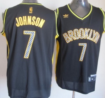 Brooklyn Nets #7 Joe Johnson Black Electricity Fashion Jersey - Zenithce