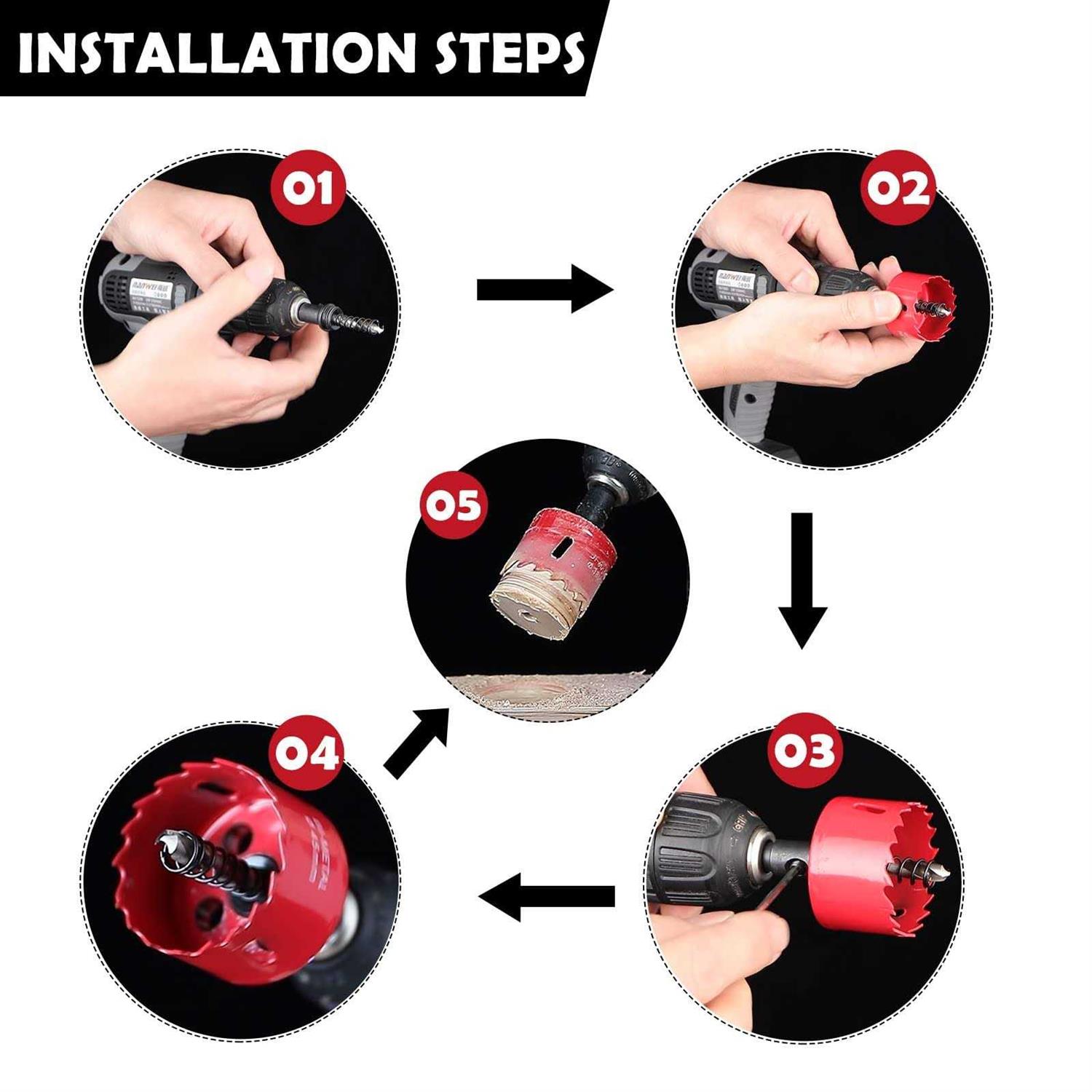 dashap Bi-Metal Hole Saw Kit Carbide Hole Saw Set for Thin Metal and Wood - Zenithce