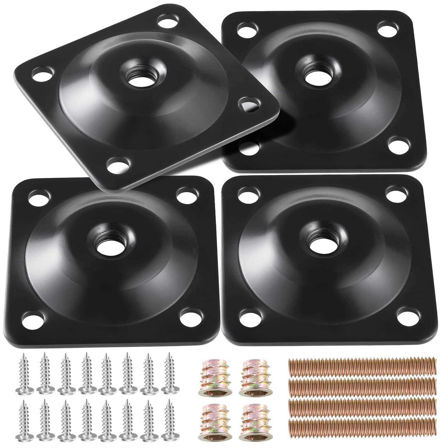 Leg Mounting Plates 4 Sets Furniture Leg Attachment Plates 5/16 Industrial Grade Flat Mounting T-Plates with Hanger Bolts - Zenithce