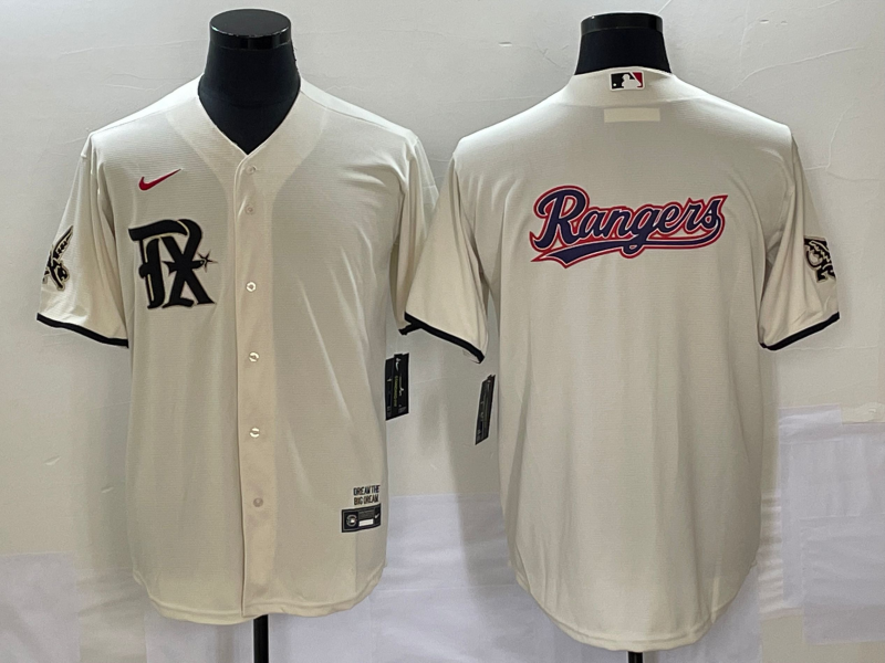 Texas Rangers Cream Team Big Logo 2023 City Connect Cool Base Stitched Jersey - Zenithce