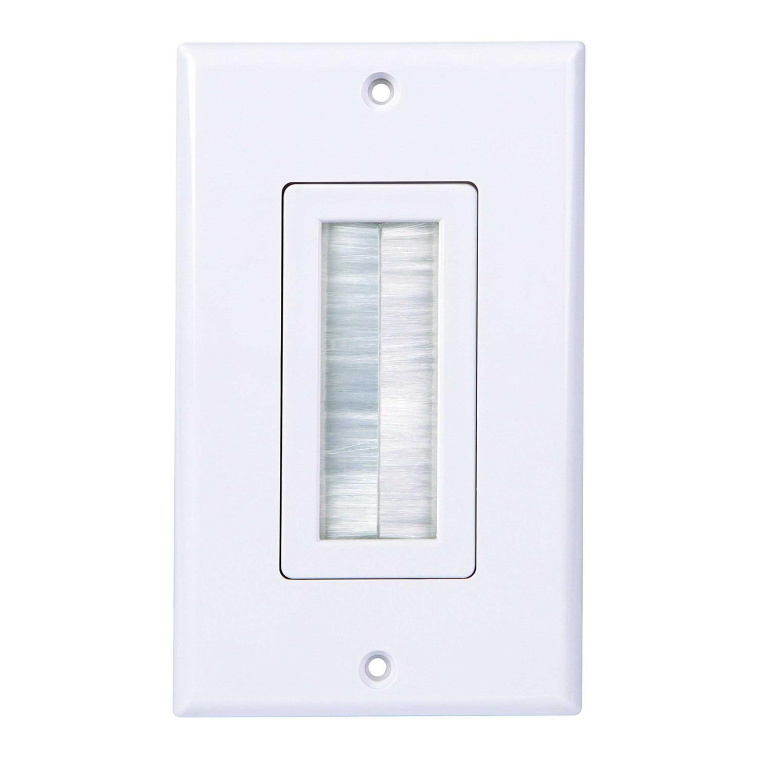 Monster Brush Wall Plate Just Hook It Up White 1 gang Plastic Home Theater - Zenithce