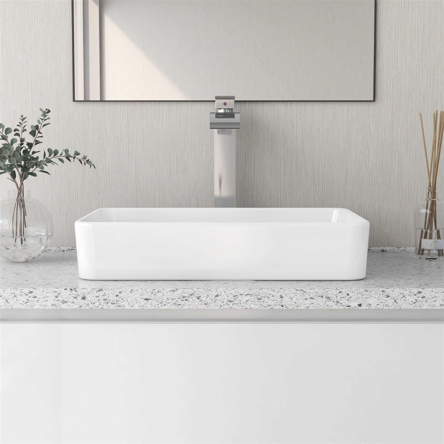 DeerValley DV-1V031 Ally 19 Ceramic Rectangular Bathroom Sink Vessel Sink Sink Finish - Zenithce