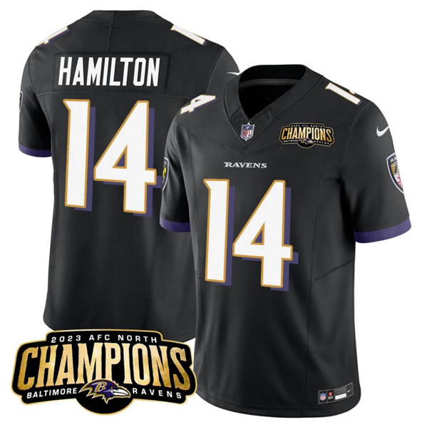 Baltimore Ravens #14 Kyle Hamilton Black 2023 F.U.S.E. AFC North Champions Vapor Limited Stitched Jersey - Zenithce