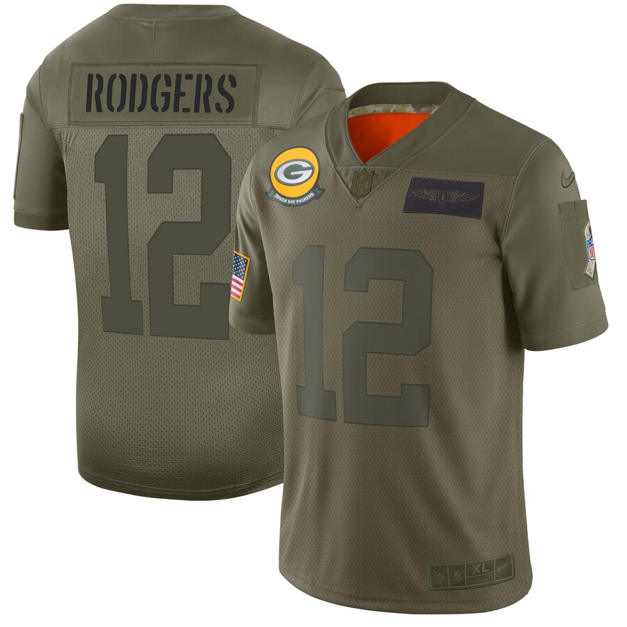Green Bay Packers #12 Aaron Rodgers 2019 Camo Salute To Service Limited Stitched Jersey. - Zenithce