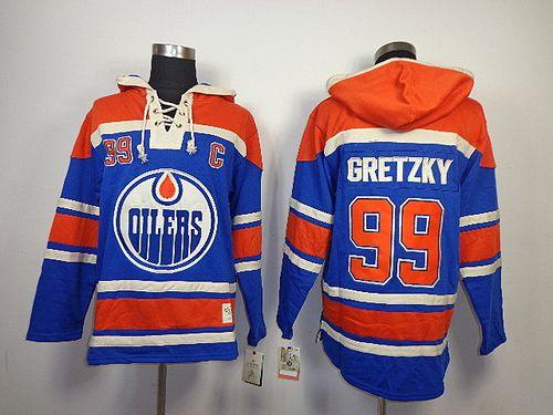 Oilers #99 Wayne Gretzky Light Blue Sawyer Hooded Sweatshirt Stitched Jersey - Zenithce