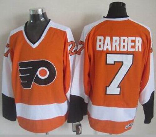 Flyers #7 Bill Barber Orange CCM Throwback Stitched Jersey - Zenithce