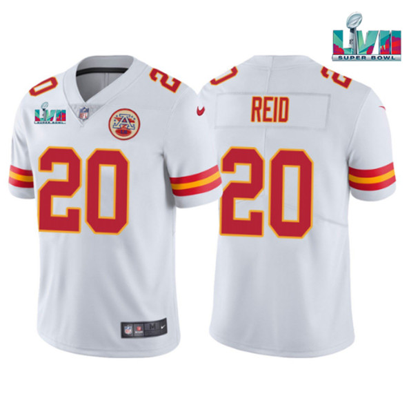 Kansas City Chiefs #20 Justin Reid White Super Bowl LVII Patch Vapor Untouchable Limited Stitched Jersey - Zenithce