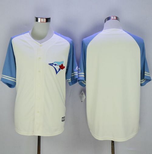 Blue Jays Blank Cream Blue Exclusive New Cool Base Stitched Jersey - Zenithce
