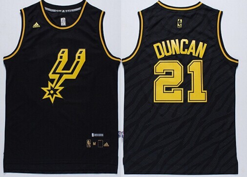 San Antonio Spurs #21 Tim Duncan Revolution 30 Swingman 2014 Black With Gold Jersey - Zenithce