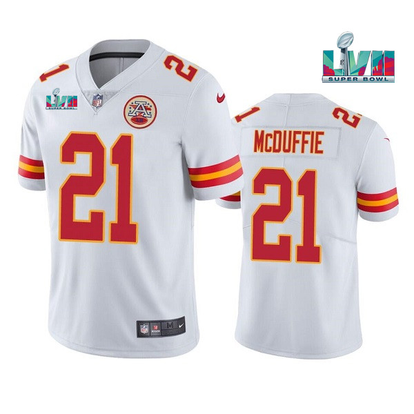 Kansas City Chiefs #21 Trent McDuffie White Super Bowl LVII Patch Vapor Untouchable Limited Stitched Jersey - Zenithce