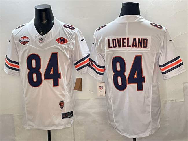 Chicago Bears #84 Colston Loveland White F.U.S.E. 2025 NFC North Champions VMH Patch Vapor Untouchable Limited Stitched Jersey - Zenithce