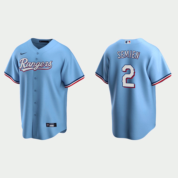Texas Rangers #2 Marcus Semien Light Blue Cool Base Stitched Baseball Jersey - Zenithce