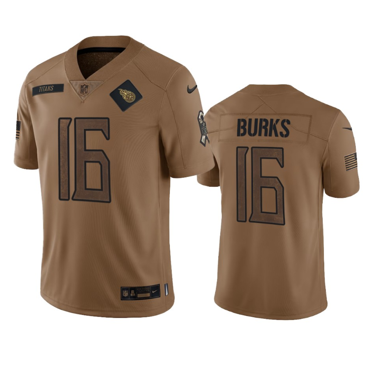 Tennessee Titans #16 Treylon Burks 2023 Brown Salute To Service Stitched Jersey - Zenithce