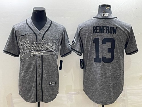 Las Vegas Raiders #13 Hunter Renfrow Gray With Patch Cool Base Stitched Baseball Jersey - Zenithce