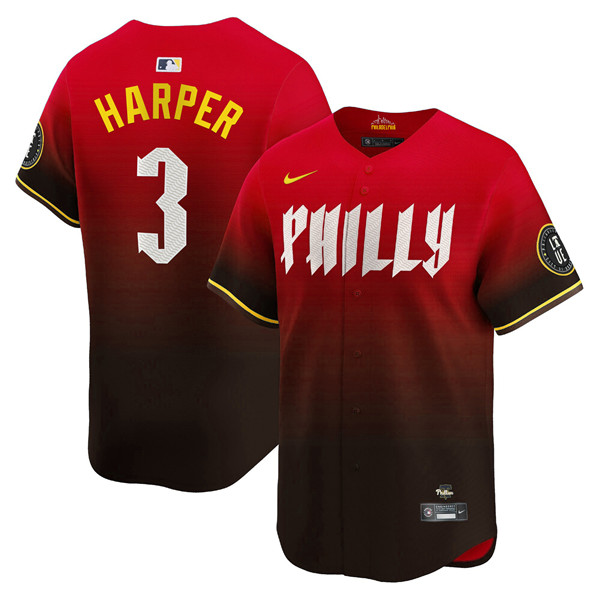 Philadelphia Phillies #3 Bryce Harper Red 2024 City Connect Limited Stitched Jersey - Zenithce
