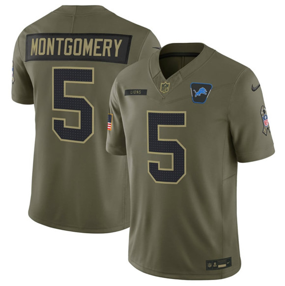 Detroit Lions #5 David Montgomery Olive 2025 F.U.S.E. Salute to Service Limited Stitched Jersey - Zenithce
