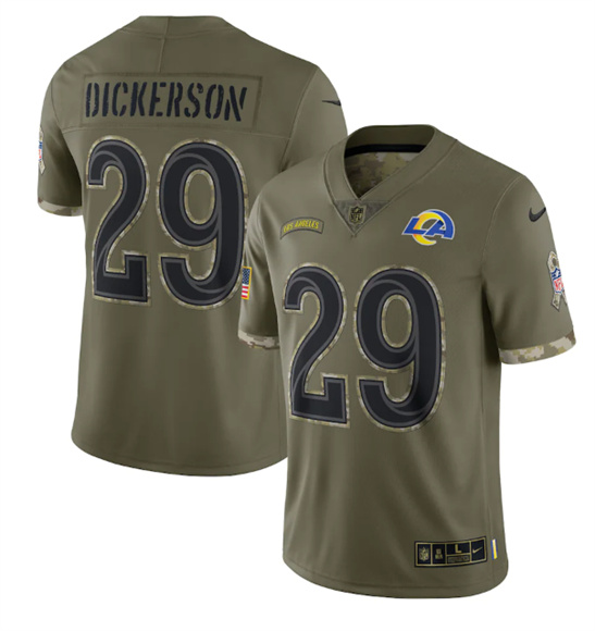 Los Angeles Rams #29 Eric Dickerson 2022 Olive Salute To Service Limited Stitched Jersey - Zenithce