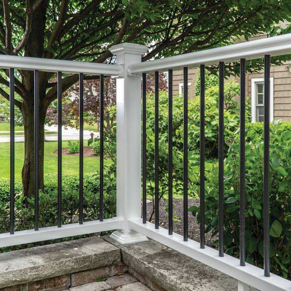 Veranda Traditional 36 in. White PolyComposite Rail Kit with Black Metal Balusters - Zenithce