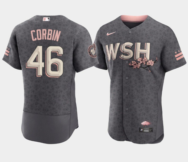 Washington Nationals #46 Patrick Corbin 2022 Gray City Connect Cherry Blossom Flex Base Stitched Jersey - Zenithce