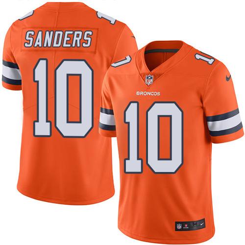 Broncos #10 Emmanuel Sanders Orange Stitched Limited Rush Nike Jersey - Zenithce