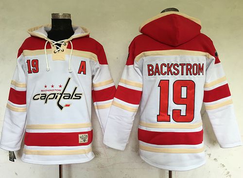 Capitals #19 Nicklas Backstrom White Sawyer Hooded Sweatshirt Stitched Jersey - Zenithce