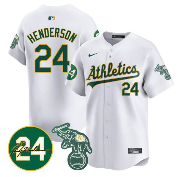 Oakland Athletics #24 Ricky Henderson White 2024 Home Limited With Patch Stitched Jersey - Zenithce