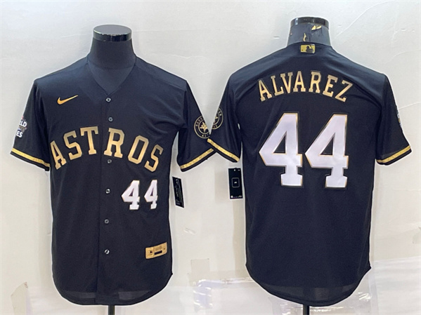 Houston Astros #44 Yordan Alvarez Black Gold 2022 World Series Stitched Baseball Jersey - Zenithce