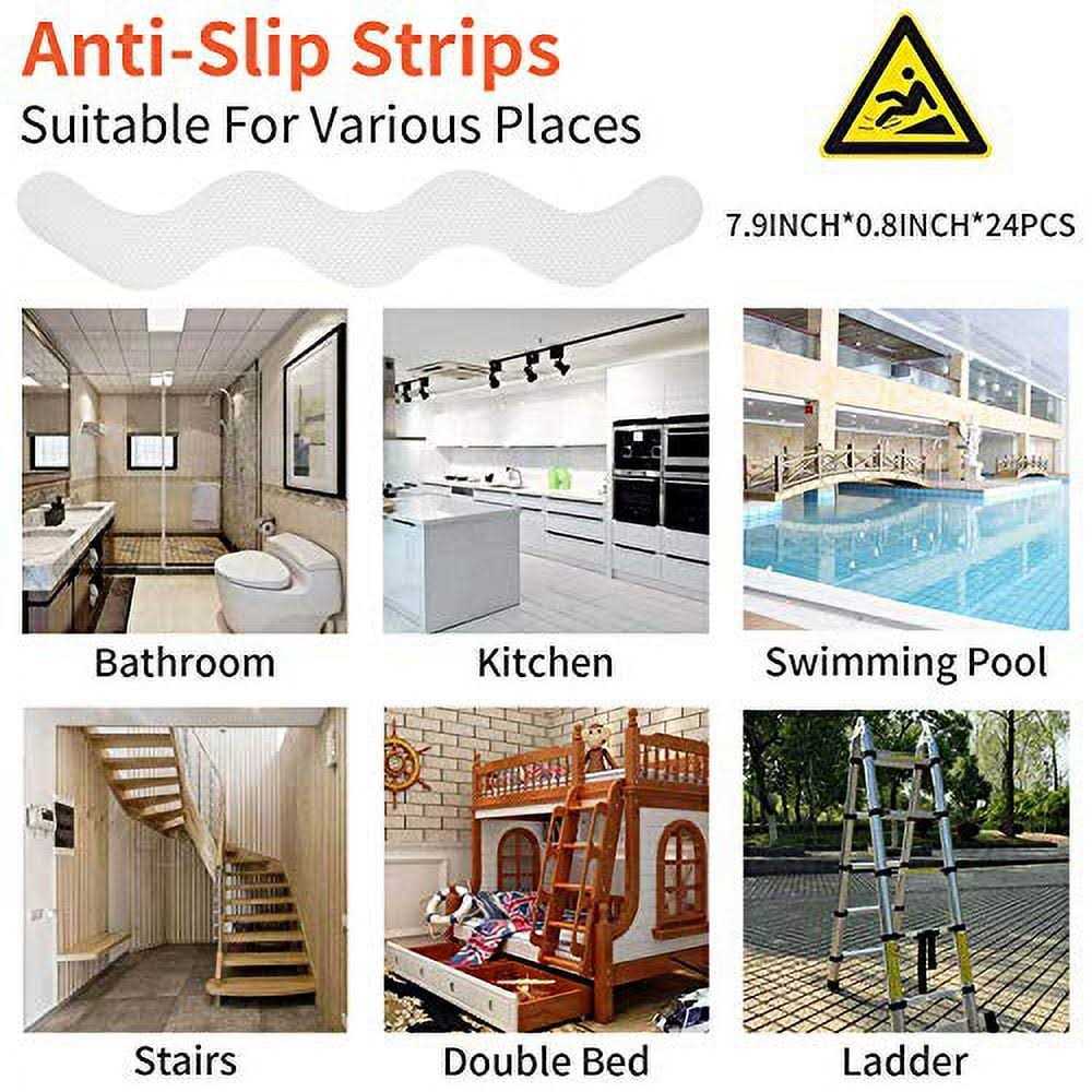 Secopad Bathtub Stickers Non-Slip 24 PCS Safety Shower Treads Adhesive Appliques with Premium Scraper - Zenithce
