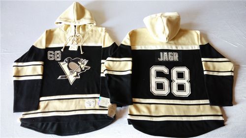 Penguins #68 Jaromir Jagr Black Sawyer Hooded Sweatshirt Stitched Jersey - Zenithce