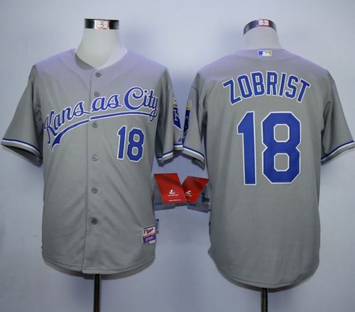 Royals #18 Ben Zobrist Grey Cool Base Stitched Jersey - Zenithce