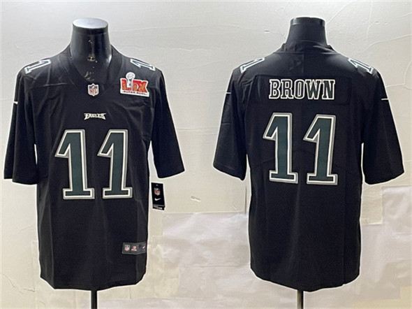 Philadelphia Eagles #11 A. J. Brown Black 2025 Super Bowl LIX Patch Fashion Vapor Untouchable Limited Stitched Jersey - Zenithce