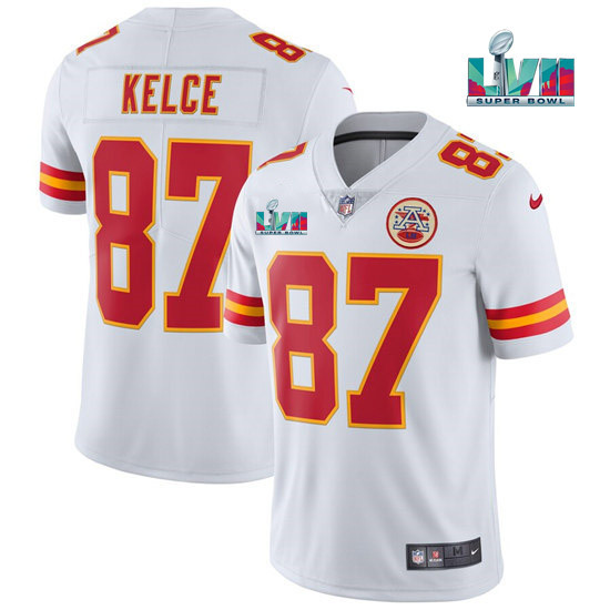 Kansas City Chiefs #87 Travis Kelce White Super Bowl LVII Patch Vapor Untouchable Limited Stitched Jersey - Zenithce
