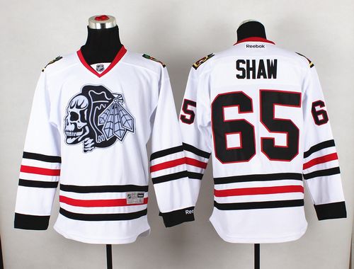 Blackhawks #65 Andrew Shaw White(White Skull) Stitched Jersey - Zenithce