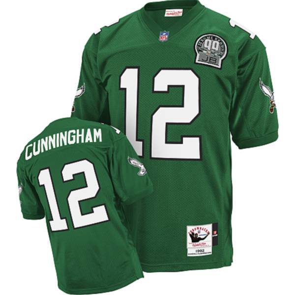Mitchell Ness Eagles #12 Randall Cunningham Green Stitched Throwback Jersey - Zenithce