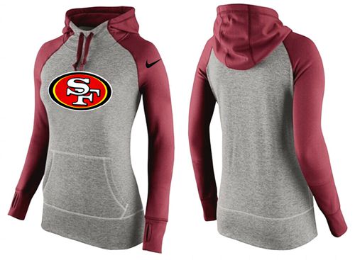 Women's Nike San Francisco 49ers Performance Hoodie Grey   Red_3 - Zenithce